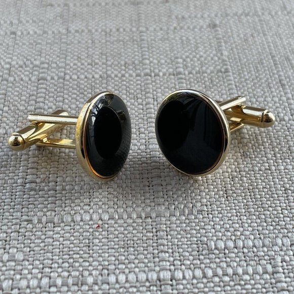 Men Shirt Cufflinks Gold/Black Tone Fashion Men Jewelry Cuff Links - Picture 5 of 10